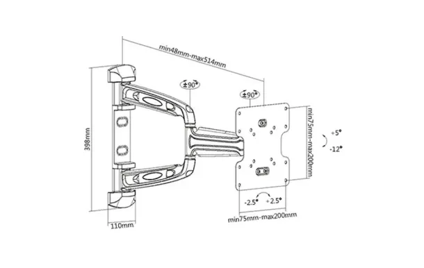 MBG FRANCE Support mural inclin AL2342-3A